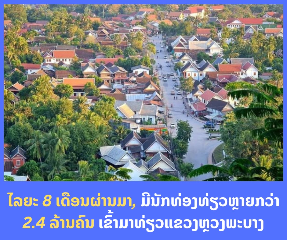 ໄລຍະ 8 ເດືອນຜ່ານມາ, ມີນັກທ່ອງທ່ຽວຫຼາຍກວ່າ 2.4 ລ້ານຄົນ ເຂົ້າມາທ່ຽວແຂວງຫຼວງພະບາງ