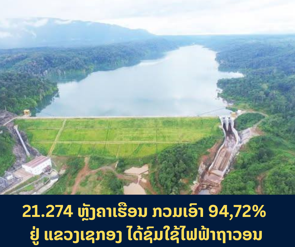 21.274 ຫຼັງຄາເຮືອນ ກວມເອົາ 94,72% ຂອງປະຊາຊົນ ແຂວງເຊກອງ ໄດ້ຊົມໃຊ້ໄຟຟ້າຖາວອນ